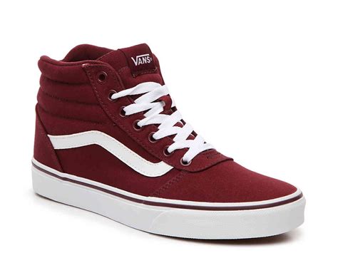 maroon high top sneaker.